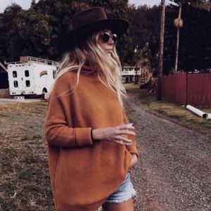 Free People Slouchy Ottoman Sweater Tunic in Rust Sienna sz M